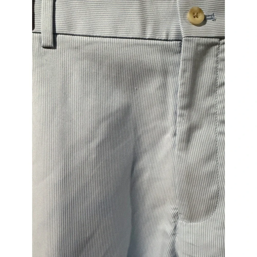 Peter Millar Crown Sport Mens 38 Blue White Strip Wicking Golf Shorts Seersucker